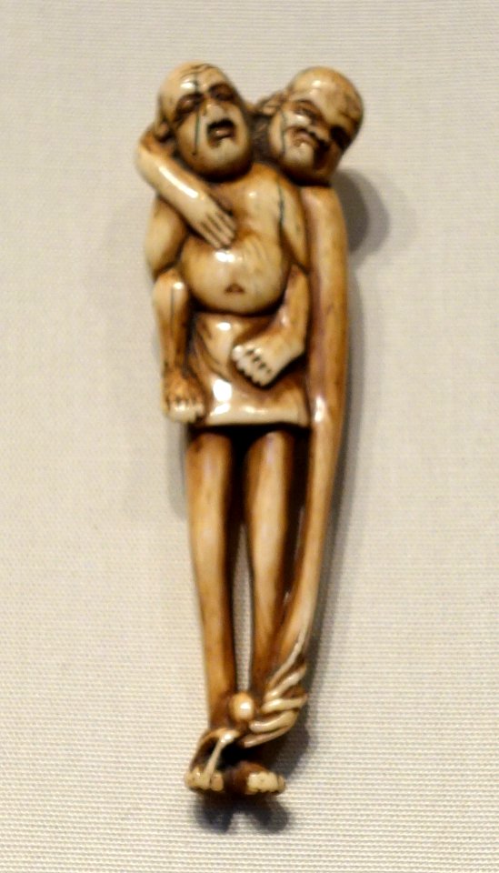 Ashinaga and Tenaga with Octopus, Japan, 19th century, ivory and sumi - Chazen Museum of Art - DSC01722
