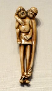 Ashinaga and Tenaga with Octopus, Japan, 19th century, ivory and sumi - Chazen Museum of Art - DSC01722