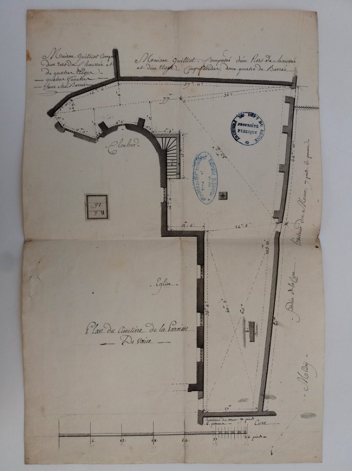 Archives du Rhône - Visites des vingt cimetières de la ville de Lyon et de ses Faubourgs, paroisse de Vaise, plan du cimetière