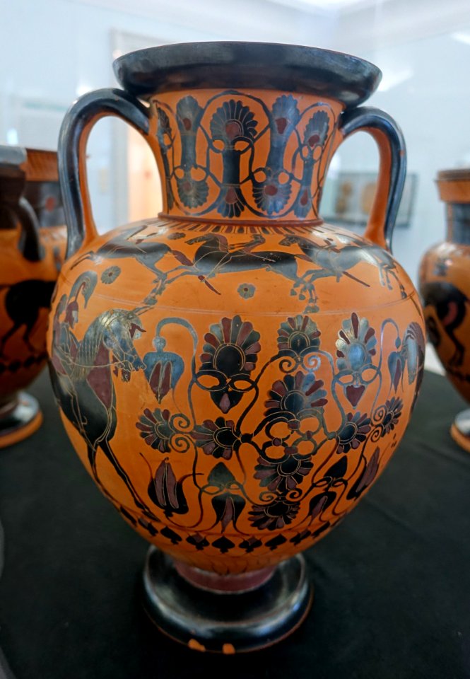 Amphora with palmettos, lotos, and mounted men, Chalkidian, 540-530 BC, L 162 - Martin von Wagner Museum - Würzburg, Germany - DSC05584