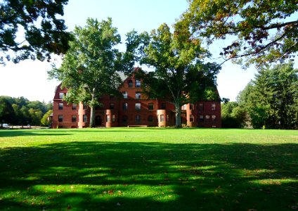 Andover Massachusetts Phillips Academy Abbot campus Draper Hall viewed from the entrance to green