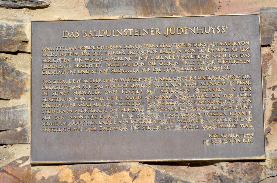 Balduinstein, Judenhuyss, Tafel