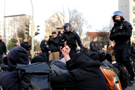 Antifascist protest in front of pro fascist protest Dresden 2020-02-15 08