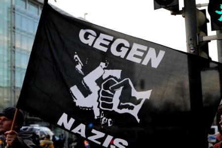 Antifascist protest in front of pro fascist protest Dresden 2020-02-15 10