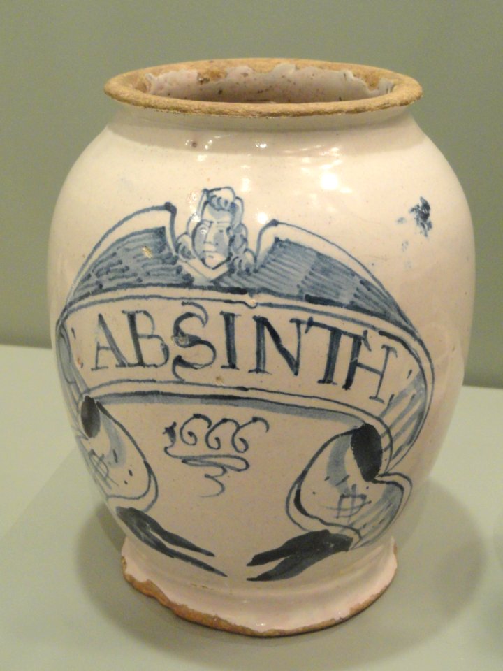 Apothecary Pot with angel label, dated 1666, London, tin-glazed earthenware - Gardiner Museum, Toronto - DSC01249