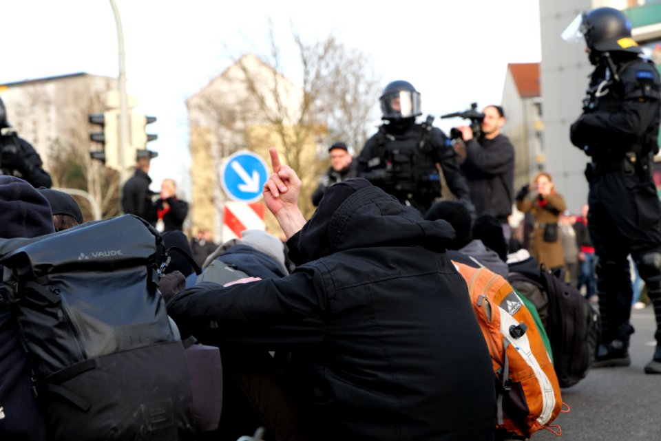 Antifascist protest in front of pro fascist protest Dresden 2020-02-15 06