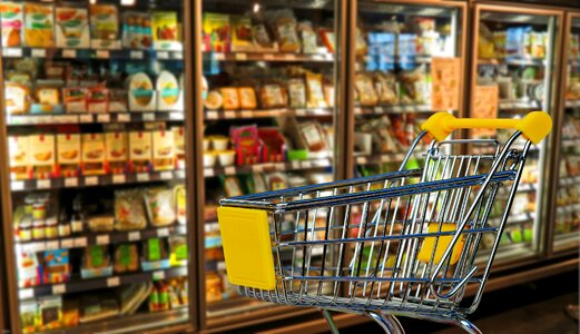 Shopping cart transport supermarket