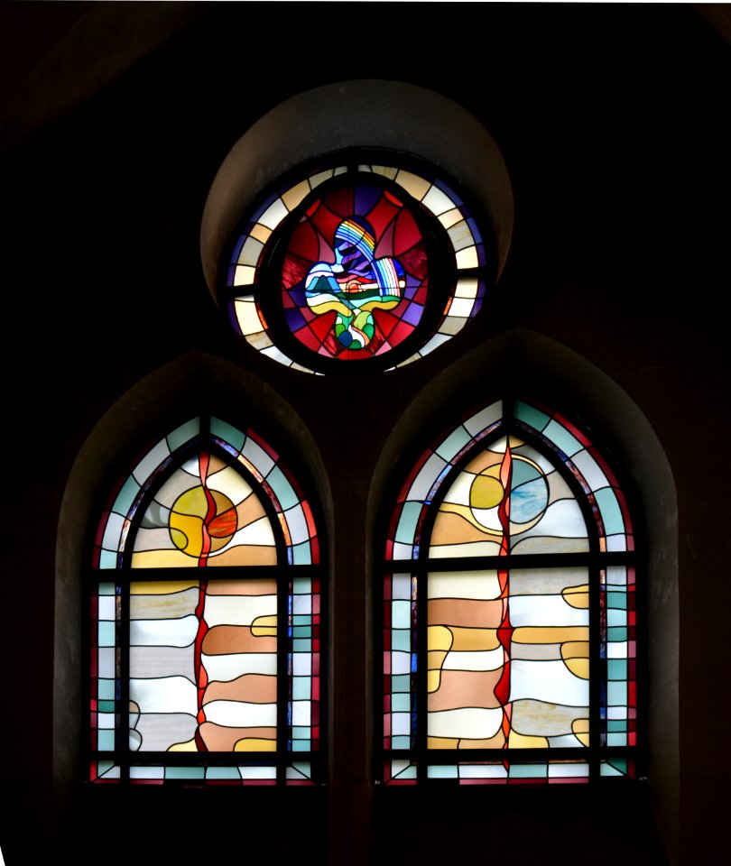 Bad Homburg, St. Marienkirche, Krypta, Glasfenster Sinflut