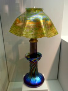 Candle lamp and shade, Louis Comfort Tiffany, Tiffany Furnaces, 1902-1920, favrile glass - Portland Museum of Art - Portland, Maine - DSC04433 photo