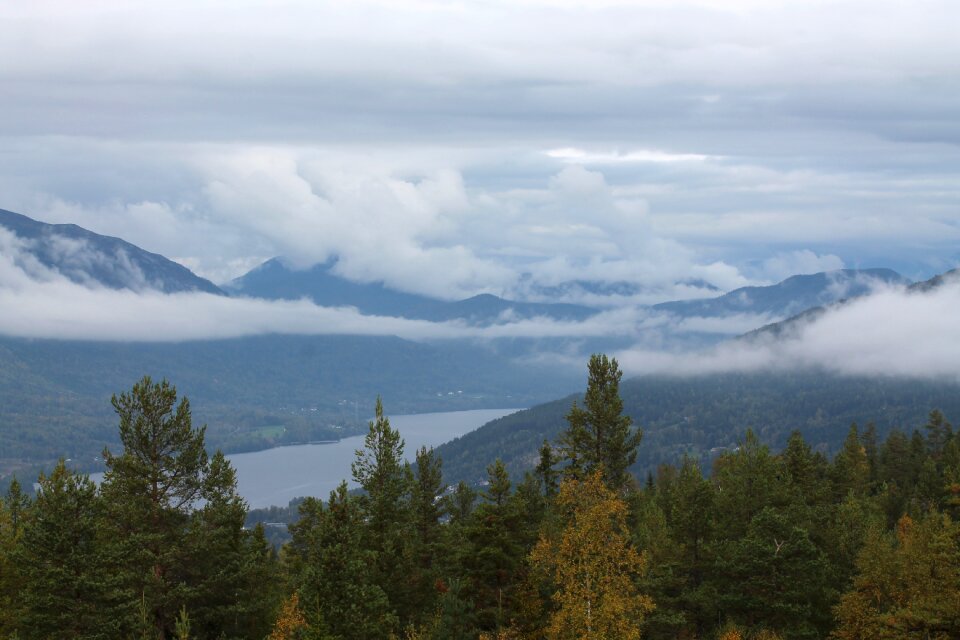 Cloudy lake natural