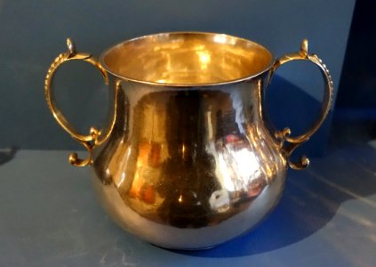 Caudle cup, marked by John Coney (1656-1722), Boston, c. 1676-1714, silver - Concord Museum - Concord, MA - DSC05693