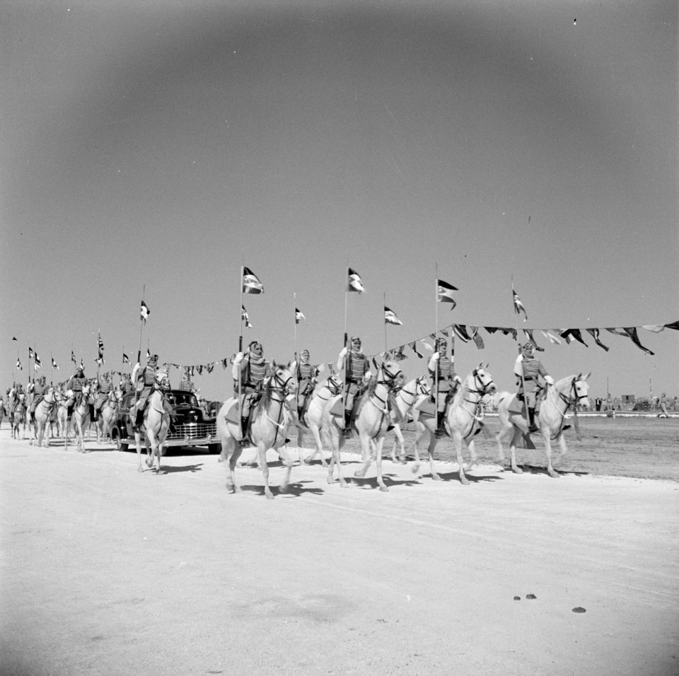 Cavalerie te paard van de koninklijke erewacht bij een parade, Bestanddeelnr 255-5084