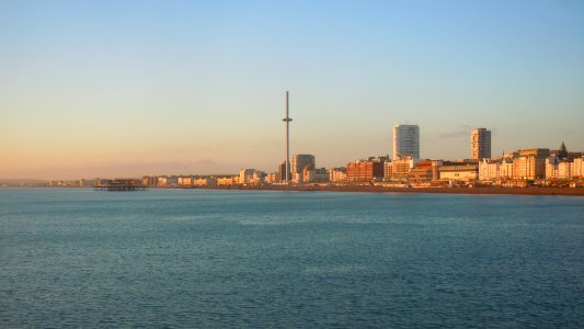 Buildings on Brighton Seafront (January 2017, seen from Palace Pier at sunset) (2)