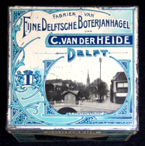 C van der Heide, Fijne Delftsche Boterjanhagel koekblik, foto 1