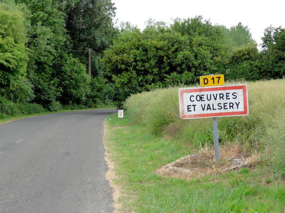 Cœuvres-et-Valsery (Aisne) city limit sign