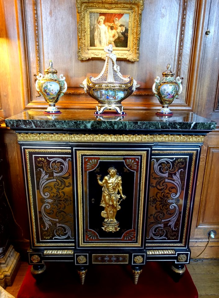 Cabinet by Adam Weisweiler, France, 1700-1800, with Sevres porcelain - Waddesdon Manor - Buckinghamshire, England - DSC07650