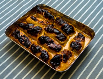 Cabbage rolls in oven pan