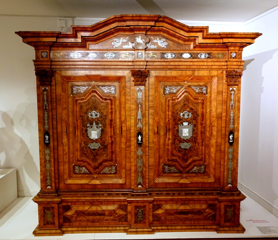 Cabinet for Erbprinz Carl I von Braunschweig-Wolfenbuttel and Philippine Charlotte, by Georg Mohrwinkel, dated 1734 AD, various woods, metals, ivory, etc - Braunschweigisches Landesmuseum - DSC04607