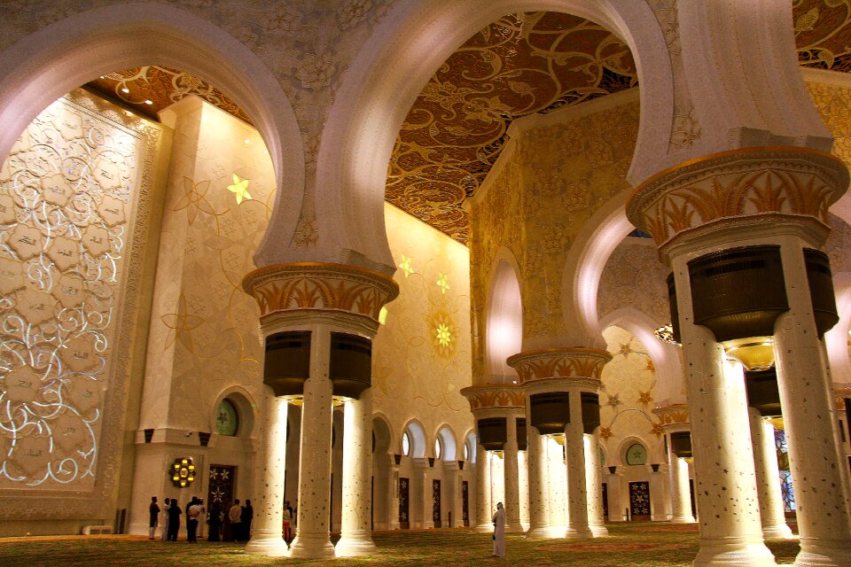 Pray muslim sheikh zayed grand mosque photo