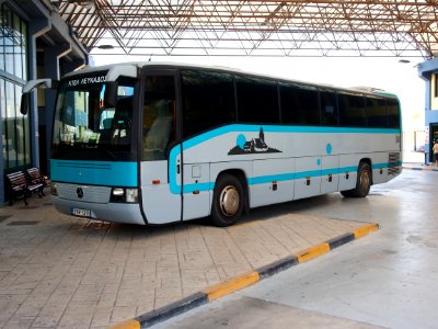 Coach bus in Lefkada busstation, Mercedes photo