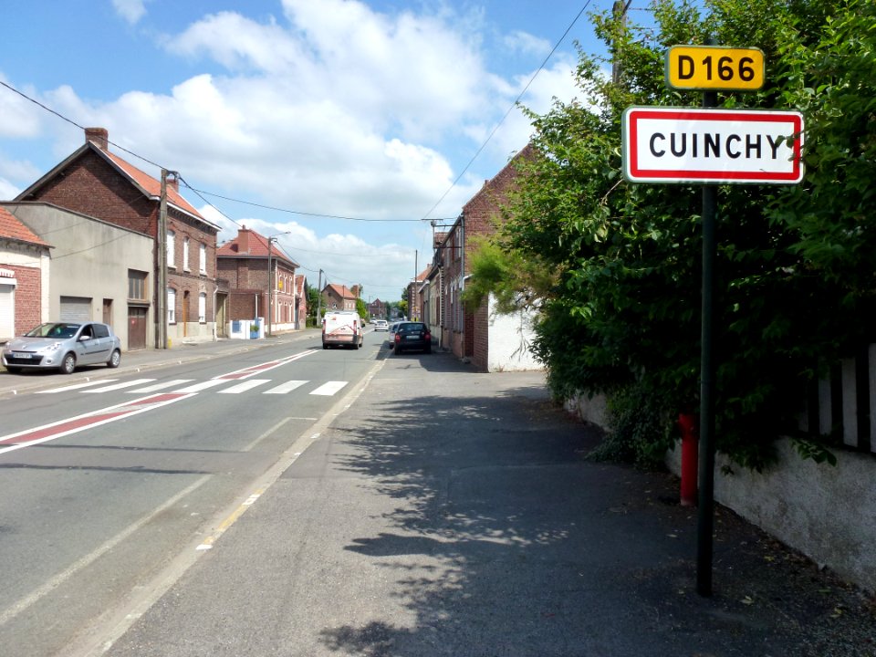 Cuinchy (Pas-de-Calais) city limit sign