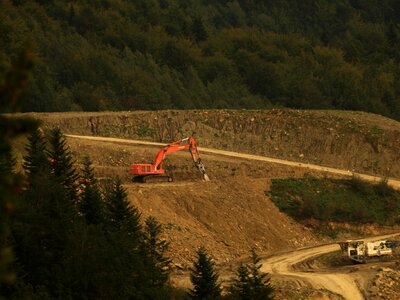 Extraction excavator industrial landscape photo