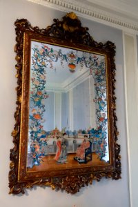Chinese mirror painting, 1 of 2, c. 1780, Ante Room - Shugborough Hall - Staffordshire, England - DSC00310