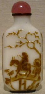 Chinese snuff bottle, 19th century, glass bottle with glass stopper, Honolulu Museum of Art II