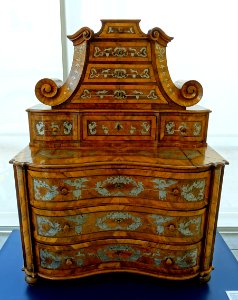 Cabinet-on-commode, probably Wurttemberg Hohenlohe, mid 1700s, softwood, oak, beech, walnut, pear, maple, pewter, brass - Germanisches Nationalmuseum - Nuremberg, Germany - DSC02525