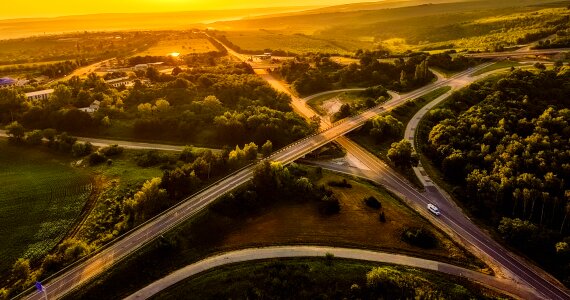 Morning landscape roads