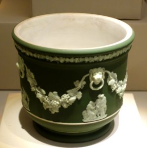 Cachepot, Josiah Wedgwood and Sons, 20th century, green jasperware - Chazen Museum of Art - DSC01947 photo