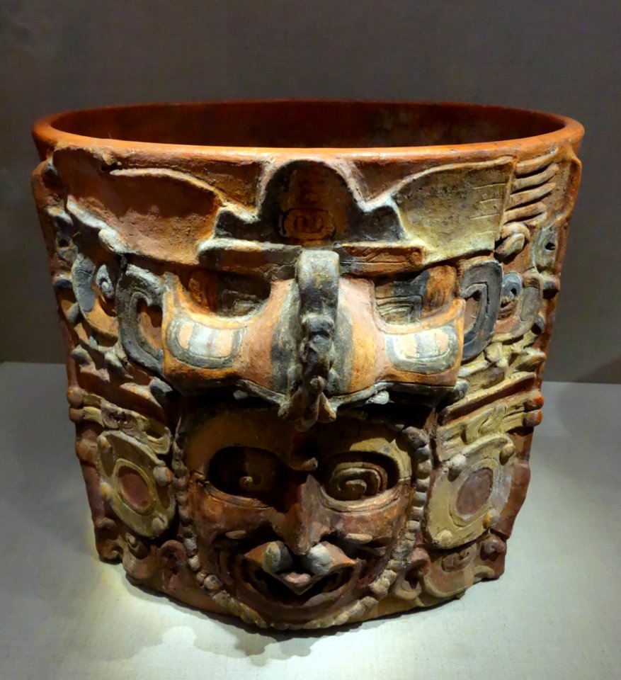 Cache vessel, Mexico or Guatemala Highlands, Maya, 900-1200 AD, earthenware and pigment - De Young Museum - DSC00599