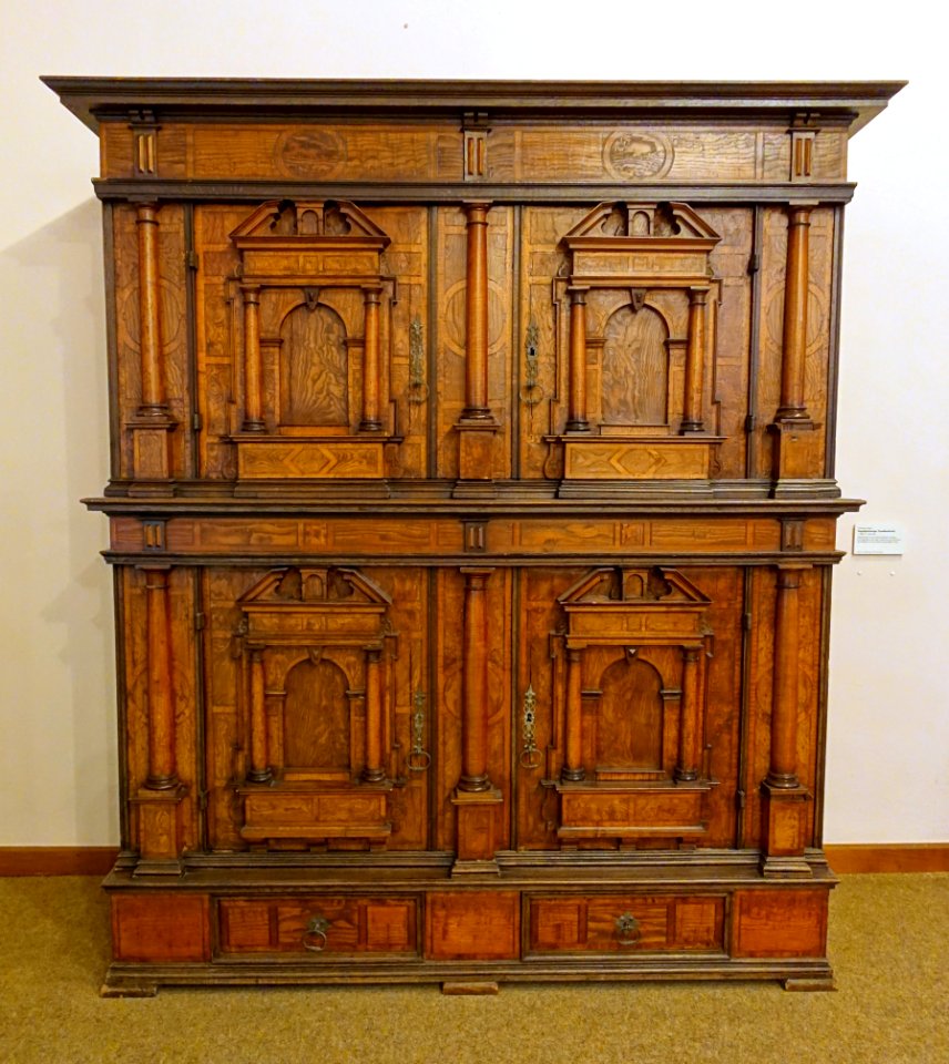 Cabinet with two-storey architectural facade, Nuremberg, 1600-1650 - Mainfränkisches Museum - Würzburg, Germany - DSC05025