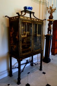 Cabinet on stand, glass, lacquer, wood - Kingston Lacy - Dorset, England - DSC03577