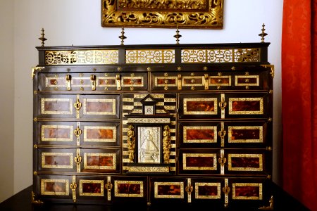 Cabinet with image of the Nino del Remedio, view 1, Castile, 1650-1700 AD, ebonised wood, shell, bone, bronze - Museo Nacional de Artes Decorativas - Madrid, Spain - DSC07971 photo