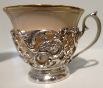 Coffee cup from Turkey, Ottoman period, late 19th-early 20th century, silver, porcelain photo