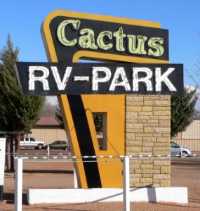 Cactus RV Park (Tucumcari, NM) sign from W