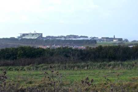 Brighton Racecourse, Whitehawk Hill, Brighton seen from top end of Wilson Avenue, Whitehawk (December 2013) (2)