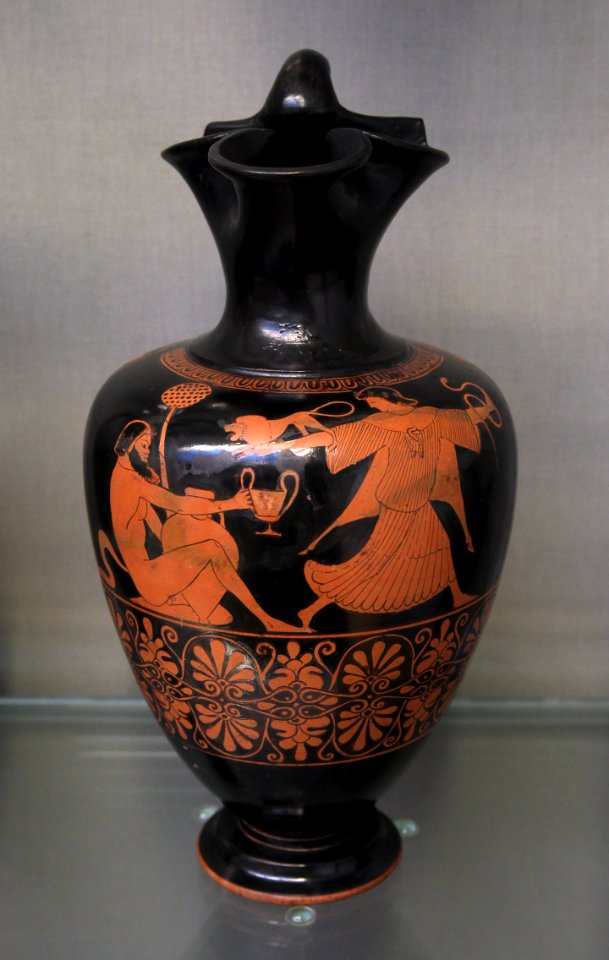 British Museum Room 20a Oenochoe Dutuit Painter Satyr and maenad 19022019 6656