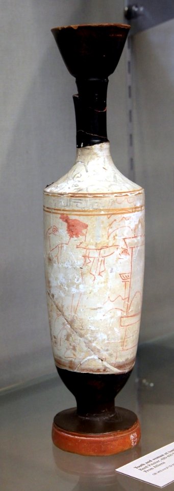 British Museum Room 20a Lekythos Reed Painter Youth and woman at tomb 19022019 6674