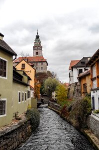 Cesky krumlov city old houses photo