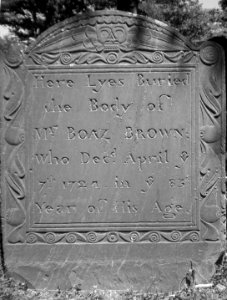 Boaz Brown tombstone (1724), South Burying Ground, Concord, Massachusetts