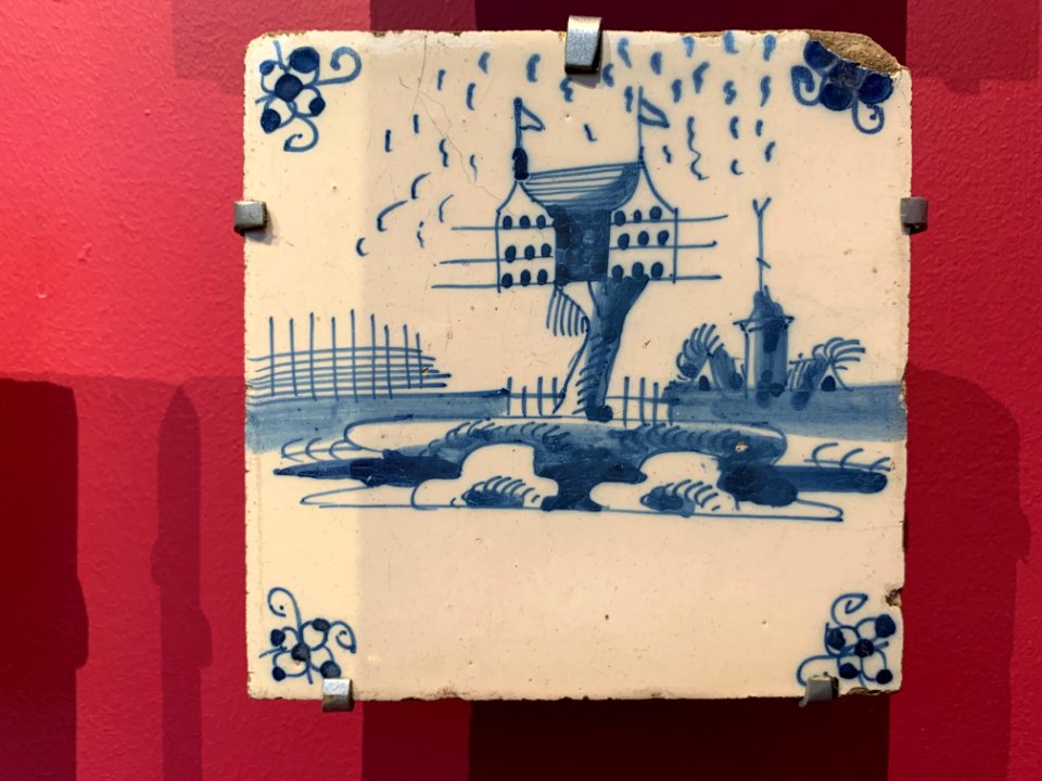 Blue ceramic tile at the National Museum of Scotland, pic4