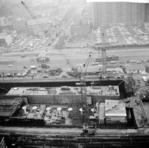 Bouw beginstation in het bouwdok Weena te Rotterdam, overzicht werkzaamheden, Bestanddeelnr 917-3167
