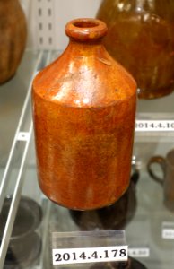 Bottle, New England, 1840-1860, lead-glazed redware, item HD 2014.4.179 - Flynt Center of Early New England Life - Deerfield, Massachusetts - DSC04153