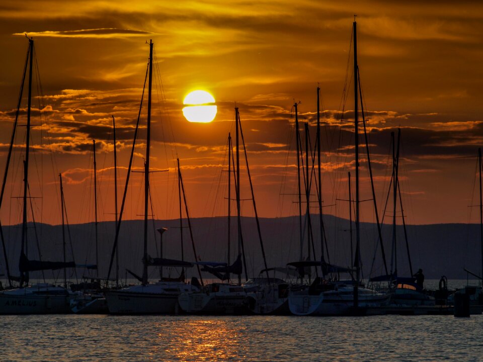 Dawn pier boat photo