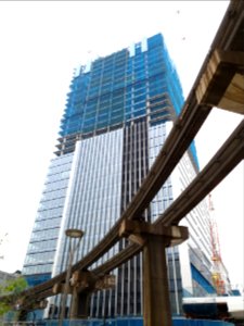 Building construction behind Tamachi station