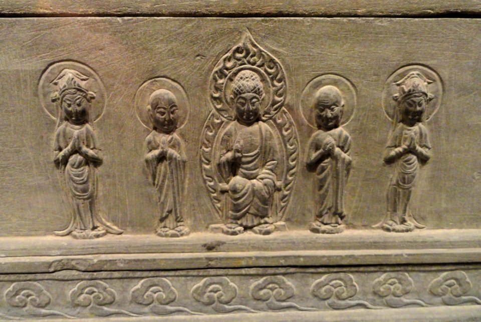 Buddhist reliquary in the shape of a funerary casket, view 1, Cloud Cliffs (Yunyan) temple, Tiger Hill, Suzhou, China, Song dynasty, 96-1279 AD, stone - San Diego Museum of Art - DSC06575 photo