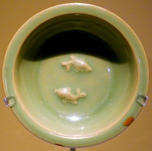 Brush washer, Longquan ware, China, Zhejiang province, Southern Song dynasty, porcellaneous stoneware, moulded decoration, celadon glaze - Montreal Museum of Fine Arts - Montreal, Canada - DSC09647