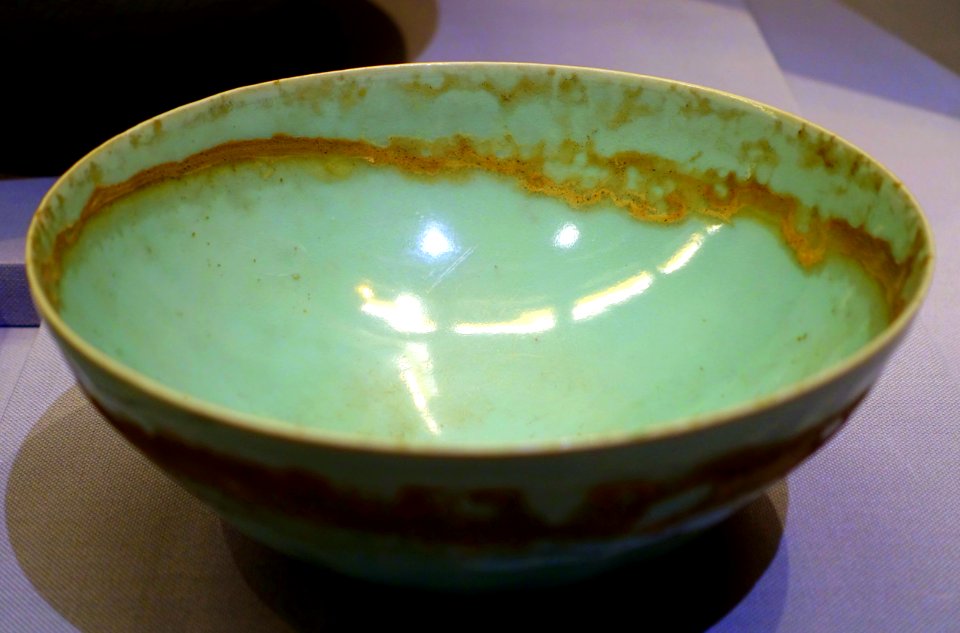 Bowl, excavated at Omachi 1448, Kamakura-city, Kanagawa, Kamakura period, 1200s-1300s AD, (Southern Song dynasty, 1200s AD), celadon glaze ceramic - Tokyo National Museum - Ueno Park, Tokyo, Japan - DSC09261